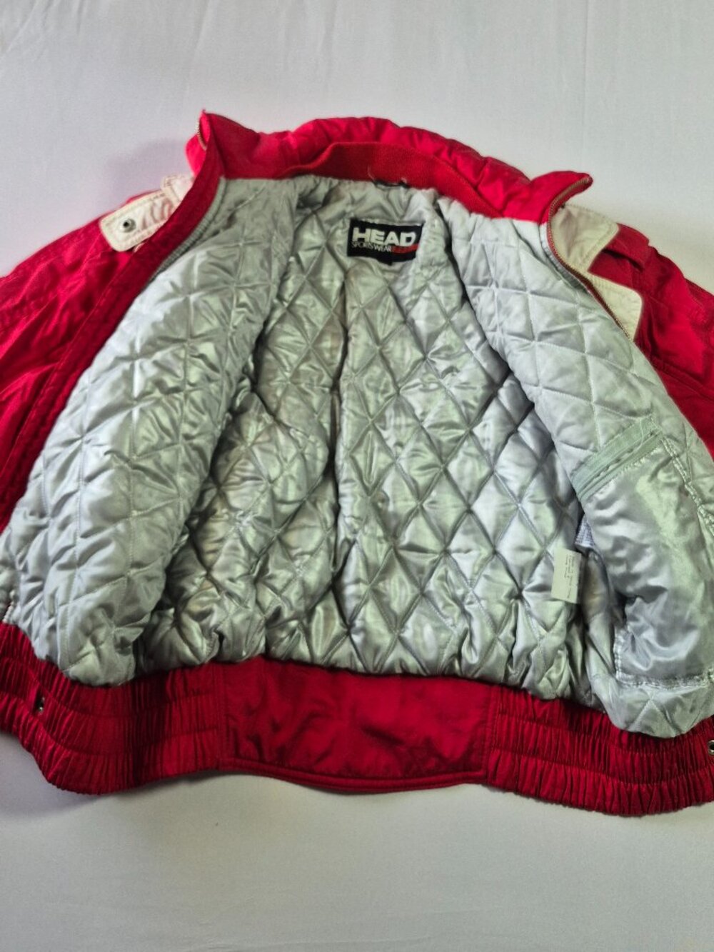 Vintage HEAD Sportswear Red White SKi Jacket Ladies 4 Made Hong Kong Retro Coat - Picture 6 of 11